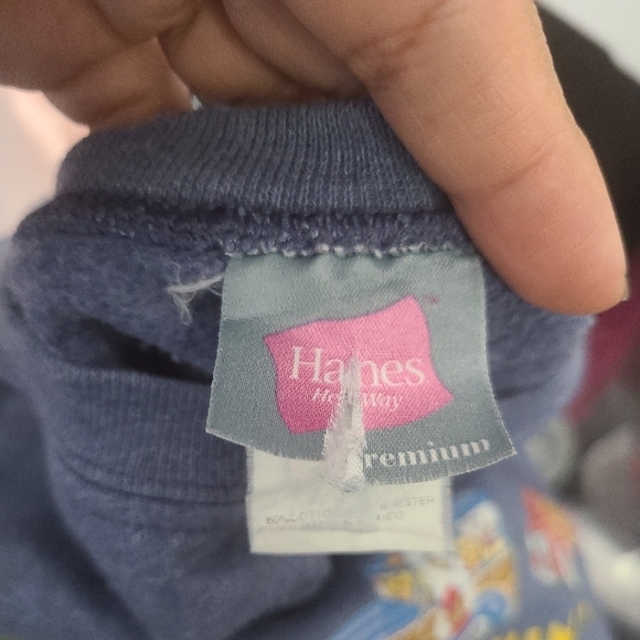 Vintage HANES Premium Sweatshirt Large Blue Just beachin' Florida - Picture 4 of 5